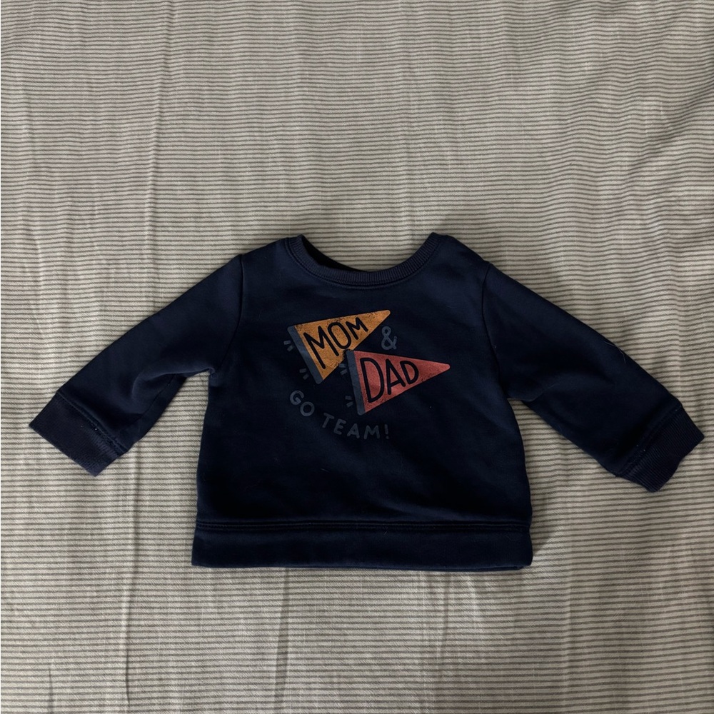 Navy Blue Kids Shirt “mom and dad” “go team”